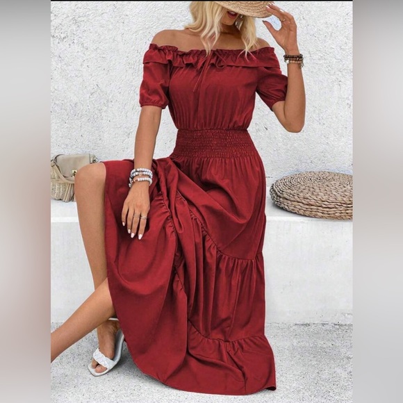 Radiant Red Ruffle Maxi Dress - Picture 5 of 6